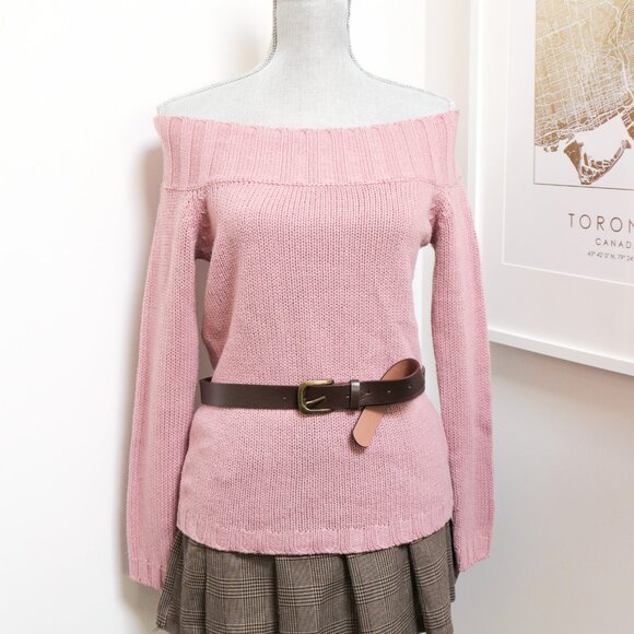 Dusty Pink Off the Shoulder Sweater 🌸 REVAMPED - Picture 1 of 6